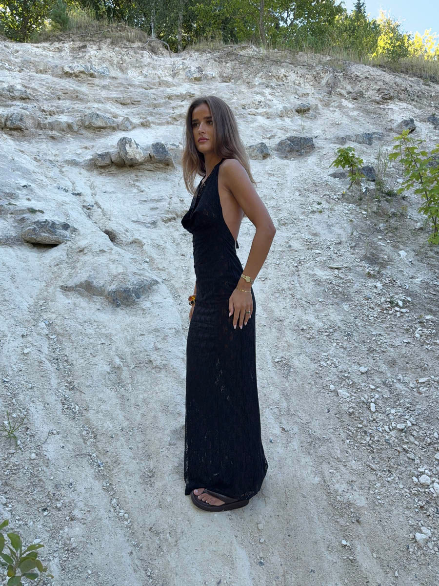 Sesia maxi blonde kjole - Sort