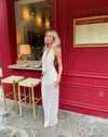 Eliva maxi kjole med polkaprikker - Off white/sort