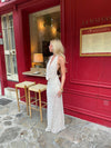 Eliva maxi kjole med polkaprikker - Off white/sort