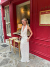 Eliva maxi kjole med polkaprikker - Off white/sort