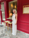 Eliva maxi kjole med polkaprikker - Off white/sort