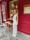 Eliva maxi kjole med polkaprikker - Off white/sort
