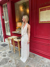 Eliva maxi kjole med polkaprikker - Off white/sort