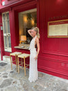Eliva maxi kjole med polkaprikker - Off white/sort