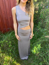 Baili maxi kjole med snit - Beige