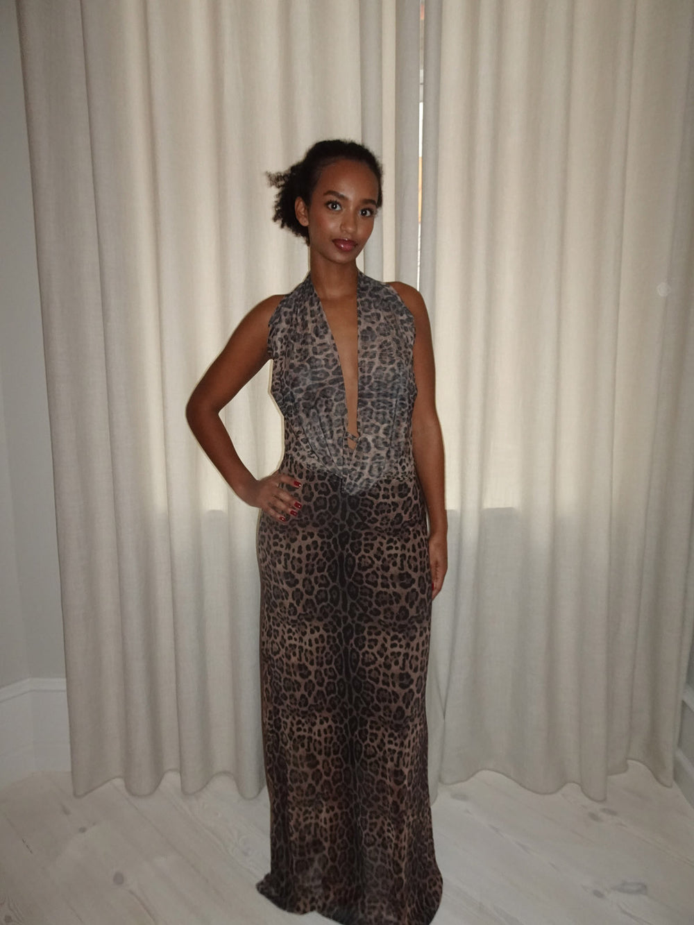 Columbine maxikjole - Leopard