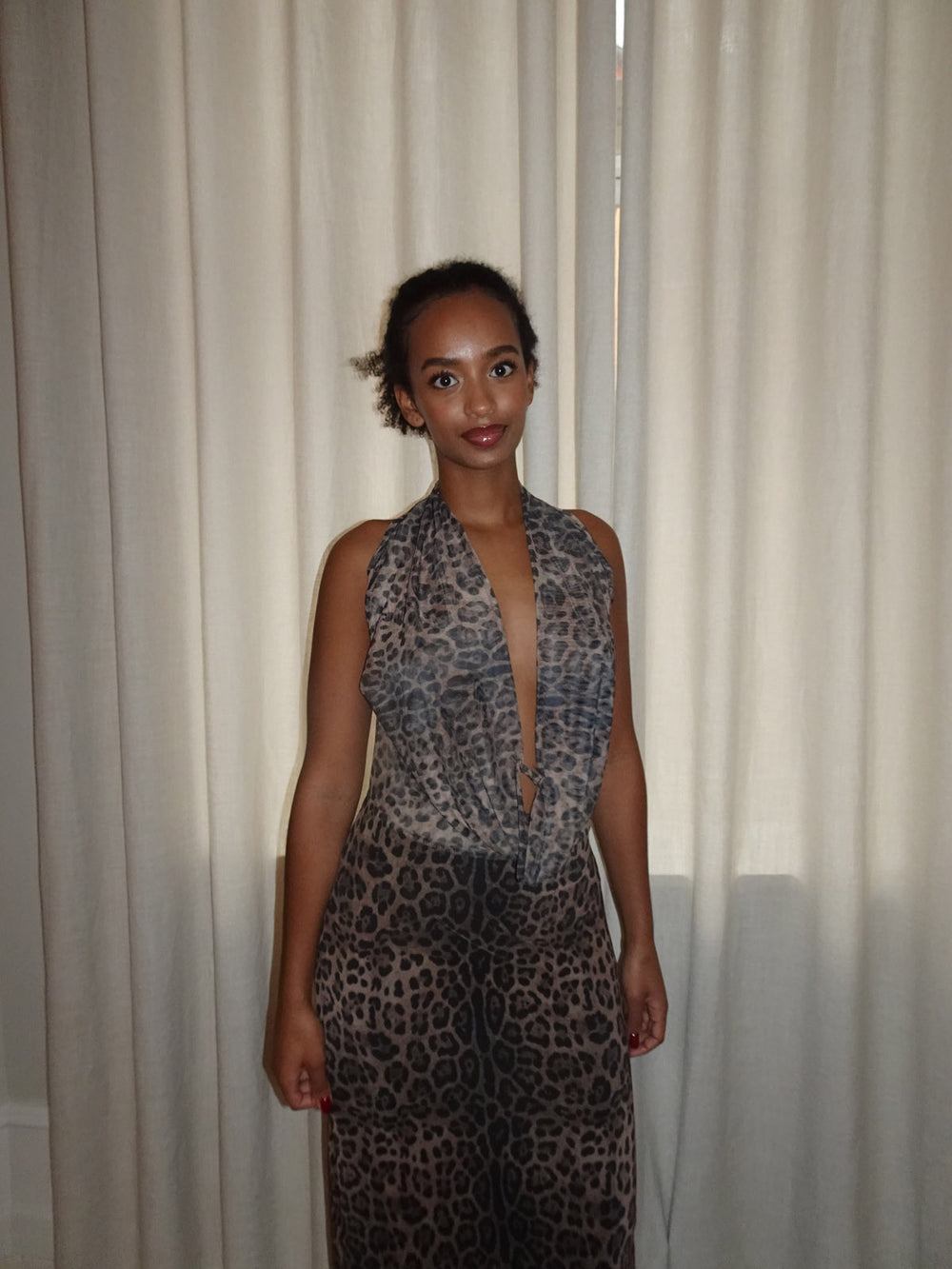 Columbine maxikjole - Leopard