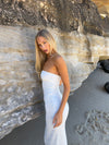 Bludina maxikjole med blonder - Hvid