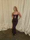 Prisa maxikjole med cut out - Brun