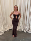 Prisa maxikjole med cut out - Brun