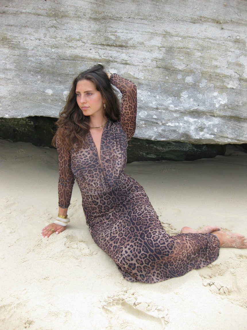 Colua kjole i leopard print - Brun