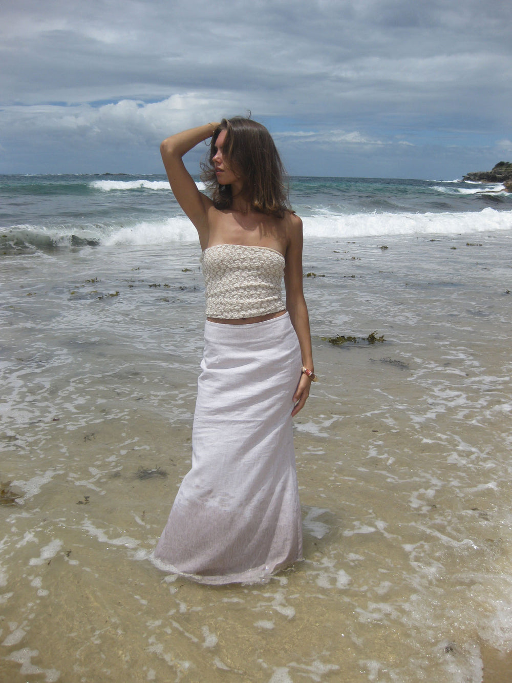 Lucy maxinederdel i hør - Beige