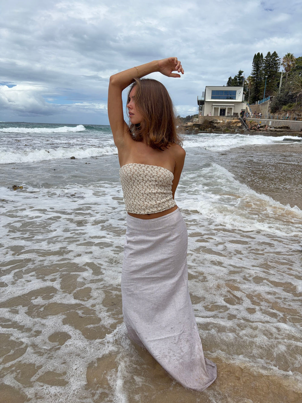 Lucy maxinederdel i hør - Beige