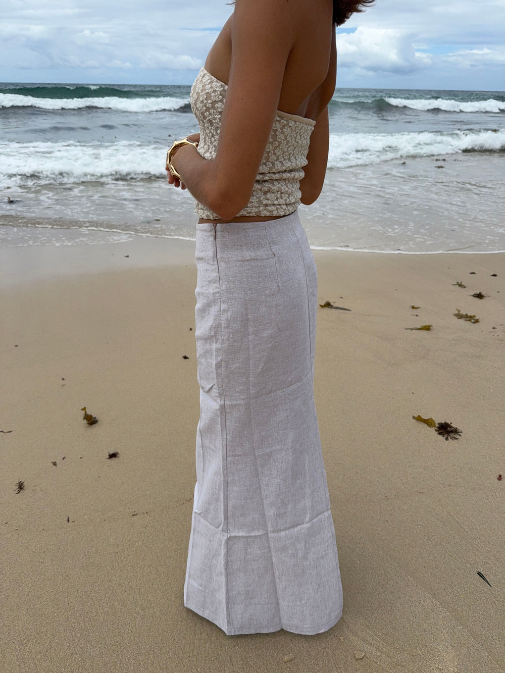 Lucy maxinederdel i hør - Beige