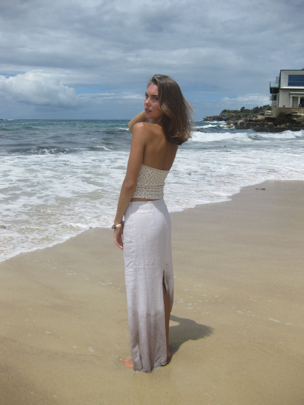 Lucy maxinederdel i hør - Beige