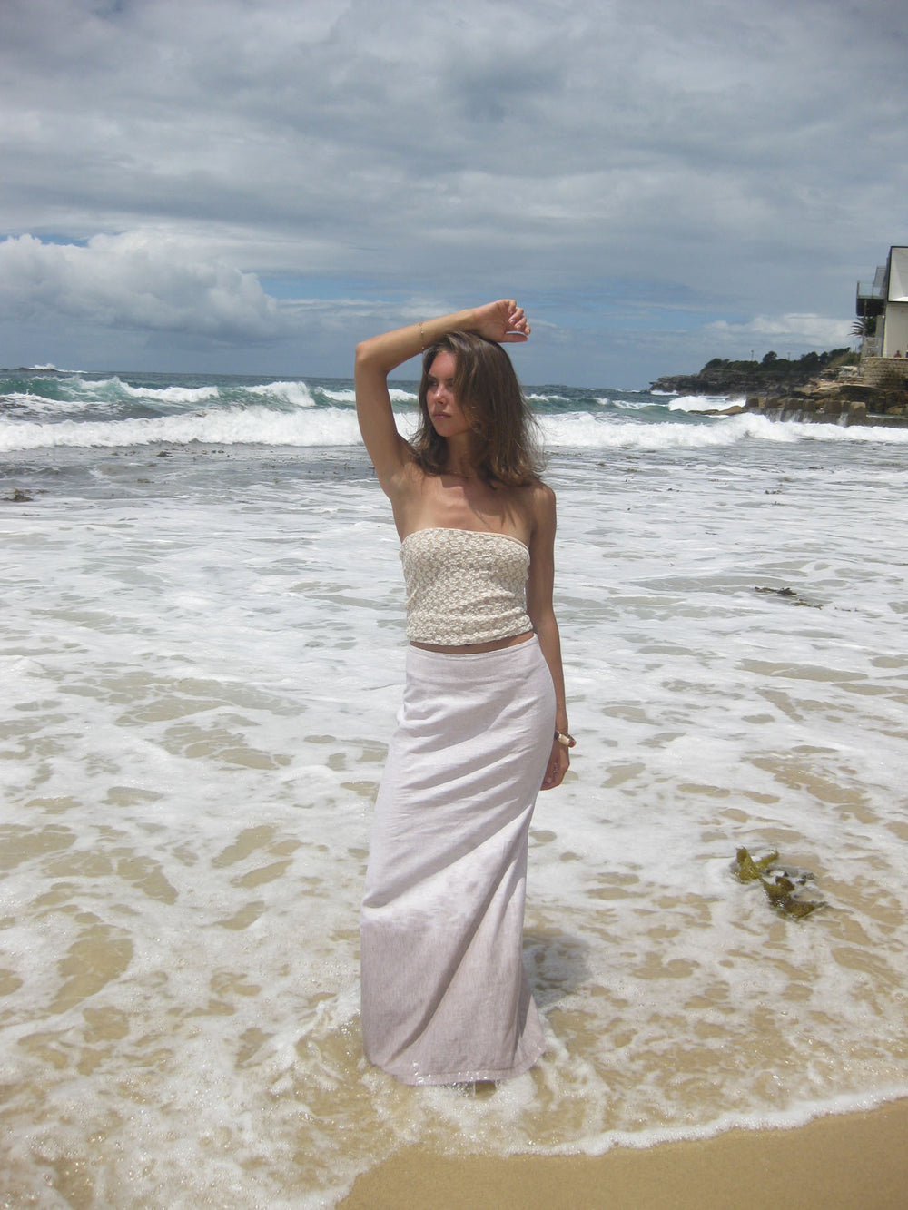 Lucy maxinederdel i hør - Beige