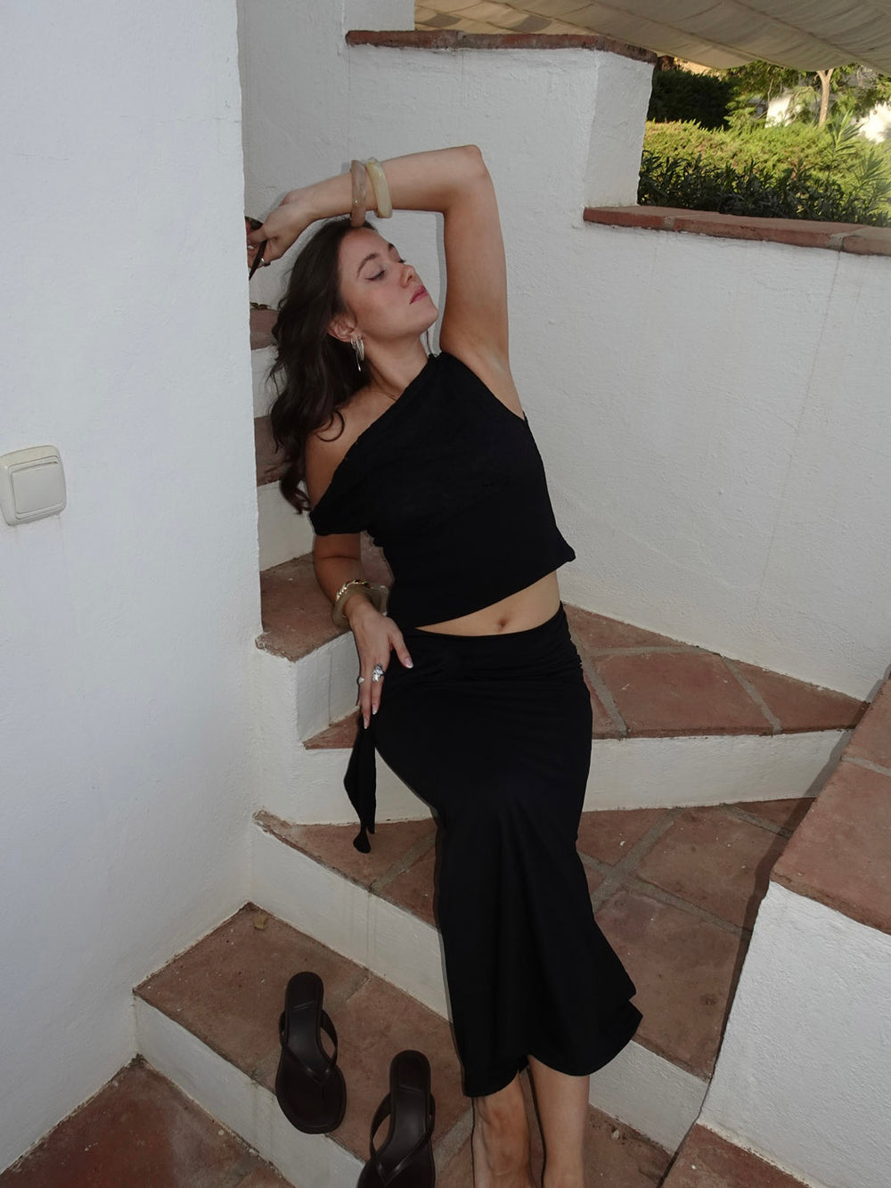 Stella maxinederdel med bindebånd - Sort