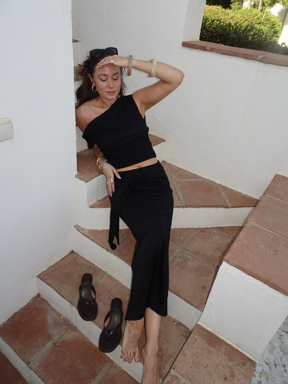 Stella maxinederdel med bindebånd - Sort