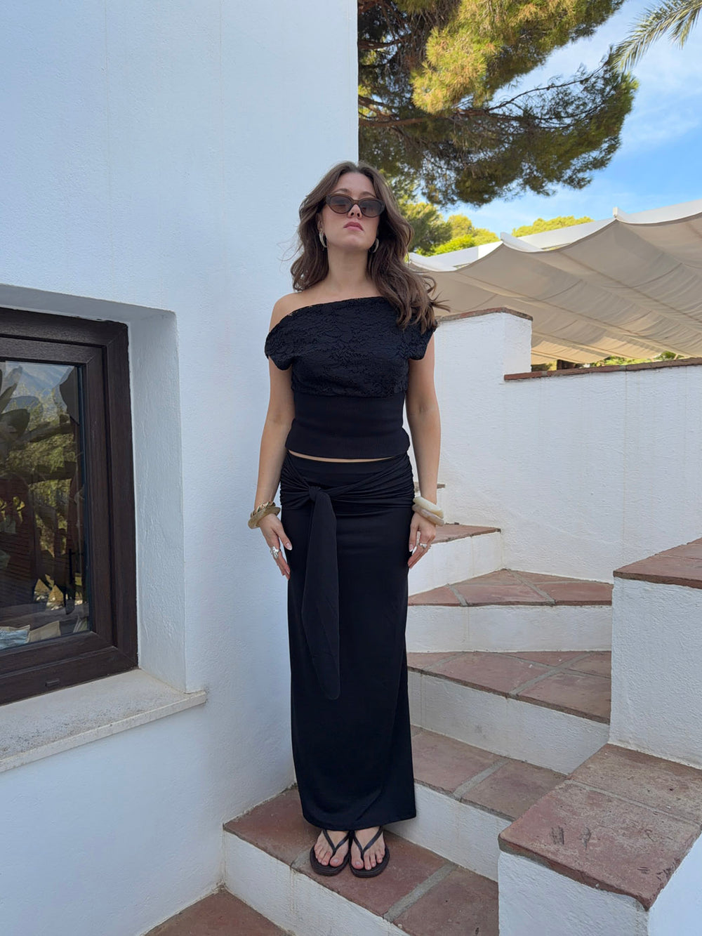 Stella maxinederdel med bindebånd - Sort