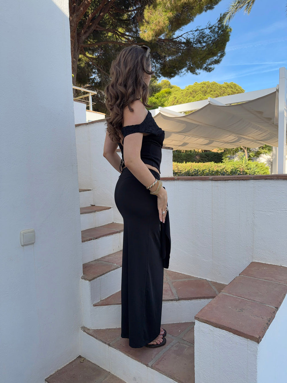 Stella maxinederdel med bindebånd - Sort