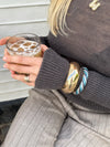 Armbånd med striber - Blå nuancer/guld