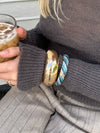 Armbånd med striber - Blå nuancer/guld