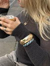 Armbånd med striber - Blå nuancer/guld