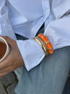 Armbånd med striber - Orange/guld