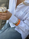 Armbånd med striber - Orange/guld