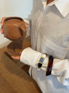 Armbånd med striber - Sort/blågrå/hvid/guld