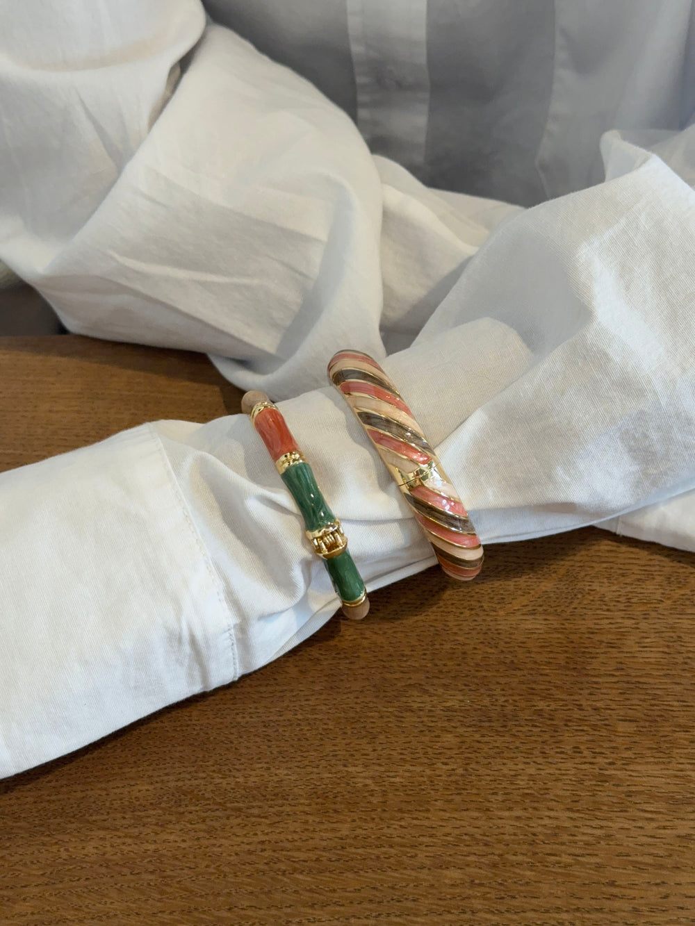 Armbånd med striber - Grøn/lyserød/rosa/guld