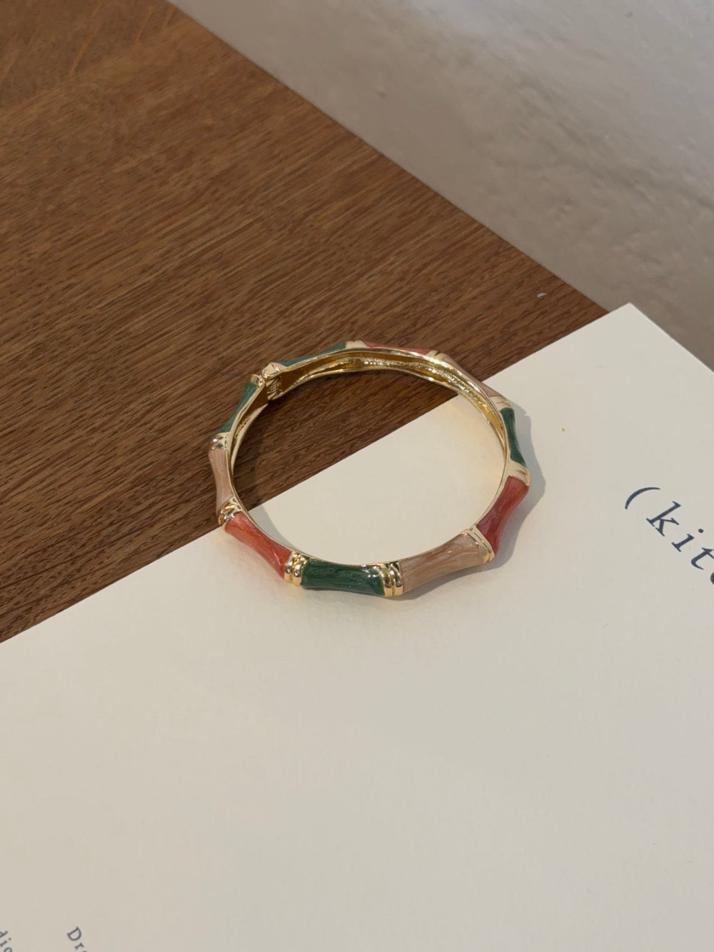 Armbånd med striber - Grøn/lyserød/rosa/guld