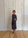 Daniella mesh nederdel med polka prikker - Brun/hvid