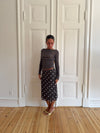 Daniella mesh nederdel med polka prikker - Brun/hvid