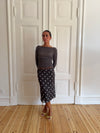 Daniella mesh nederdel med polka prikker - Brun/hvid