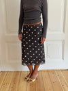 Daniella mesh nederdel med polka prikker - Brun/hvid