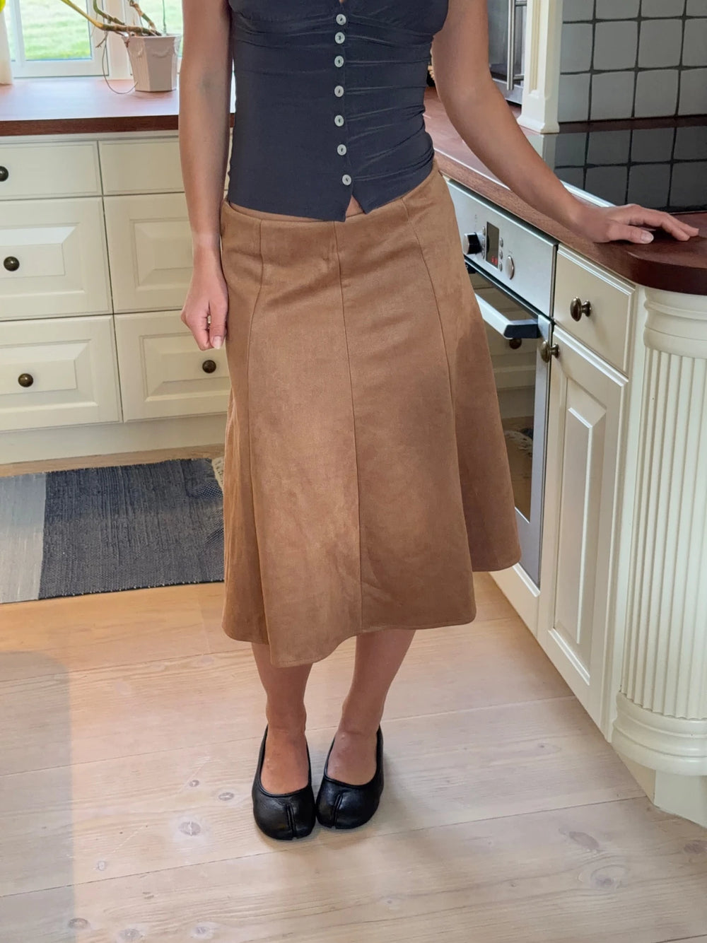 Gemma midinederdel - Brun
