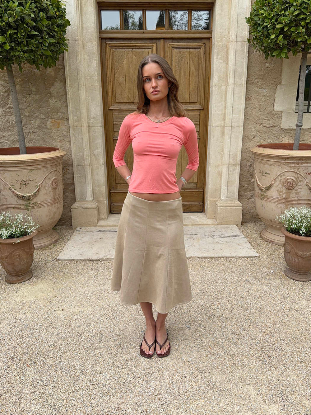 Gemma midinederdel - Beige