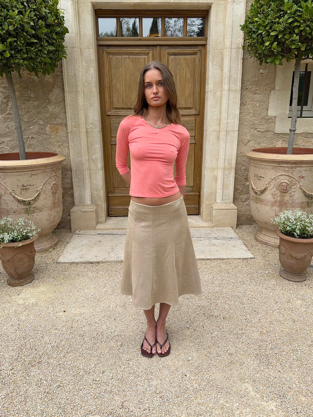 Gemma midinederdel - Beige