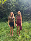 Olga mini kjole med blonder - Vinrød