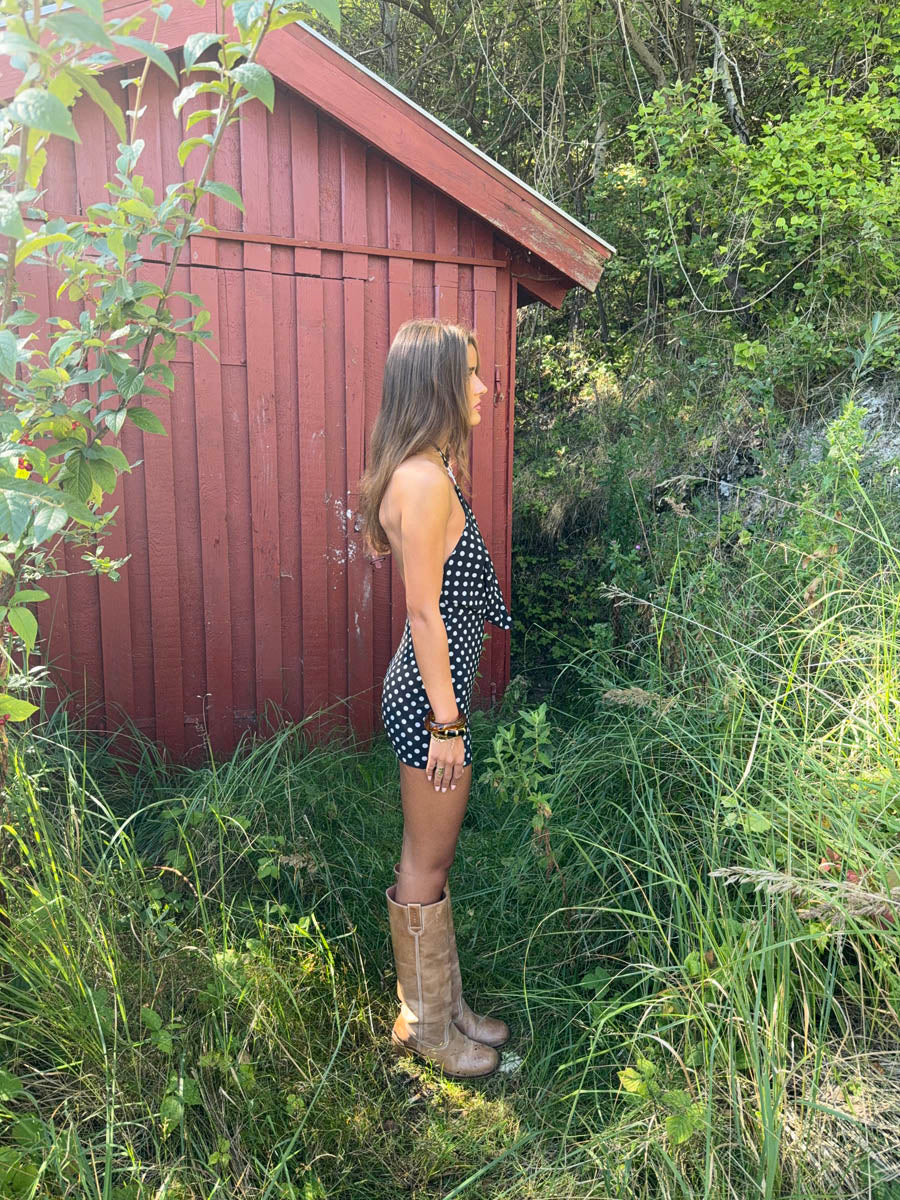 Lukka mini kjole med polka prikker - Sort/hvid