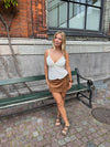 Lelia mini nederdel i ruskind - Brun