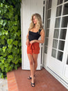 Stassy mini nederdel med bindedetalje - Orange