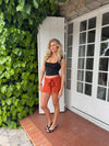 Stassy mini nederdel med bindedetalje - Orange