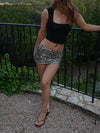Louna mini nederdel med pailletter - Leopard