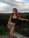 Louna mini nederdel med pailletter - Leopard