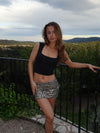 Louna mini nederdel med pailletter - Leopard