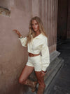 Alette mini shorts med striber - Hvid/gul