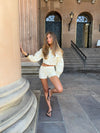Alette mini shorts med striber - Hvid/gul