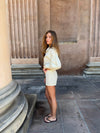 Alette mini shorts med striber - Hvid/gul